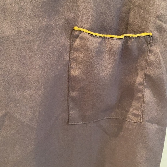 Grey Blouse with Gold Pocket Trim - Picture 2 of 4